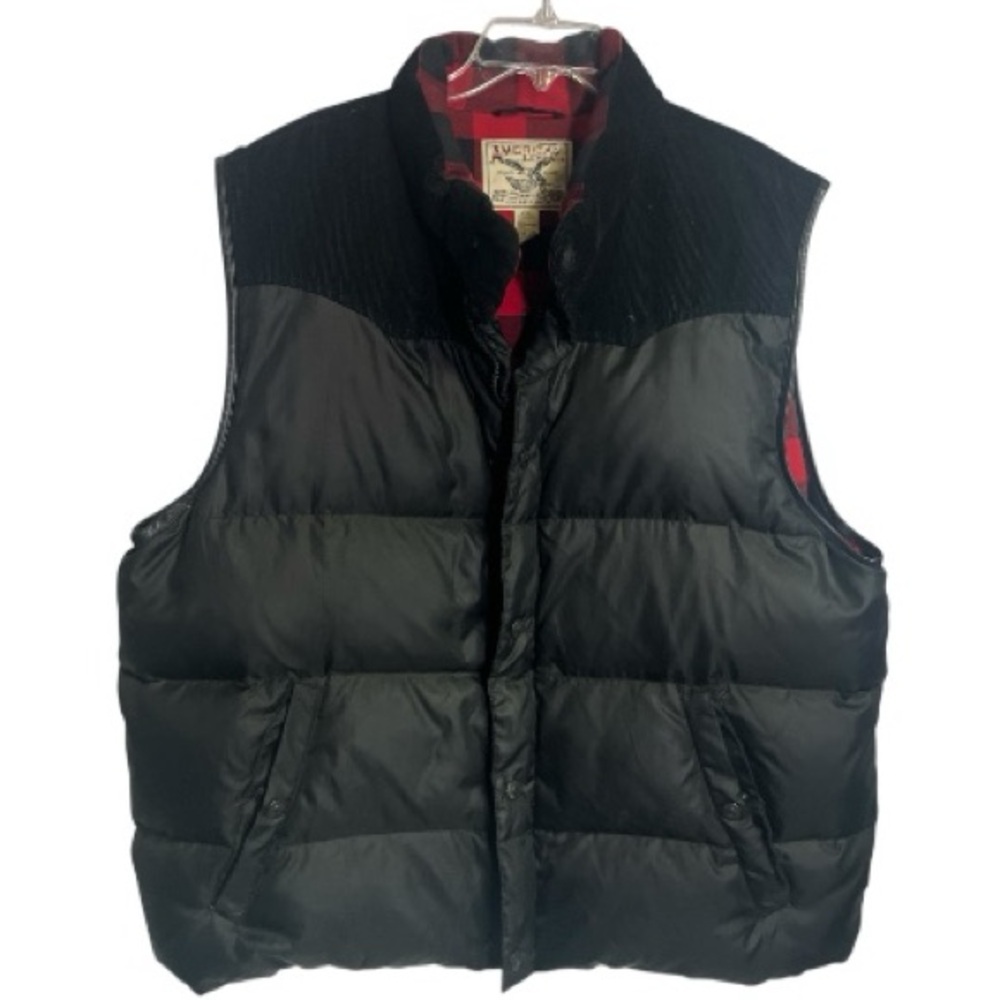 American Living Black Down Puffer Cotton Lined Jacket Vest Snap Zip Closure XXL